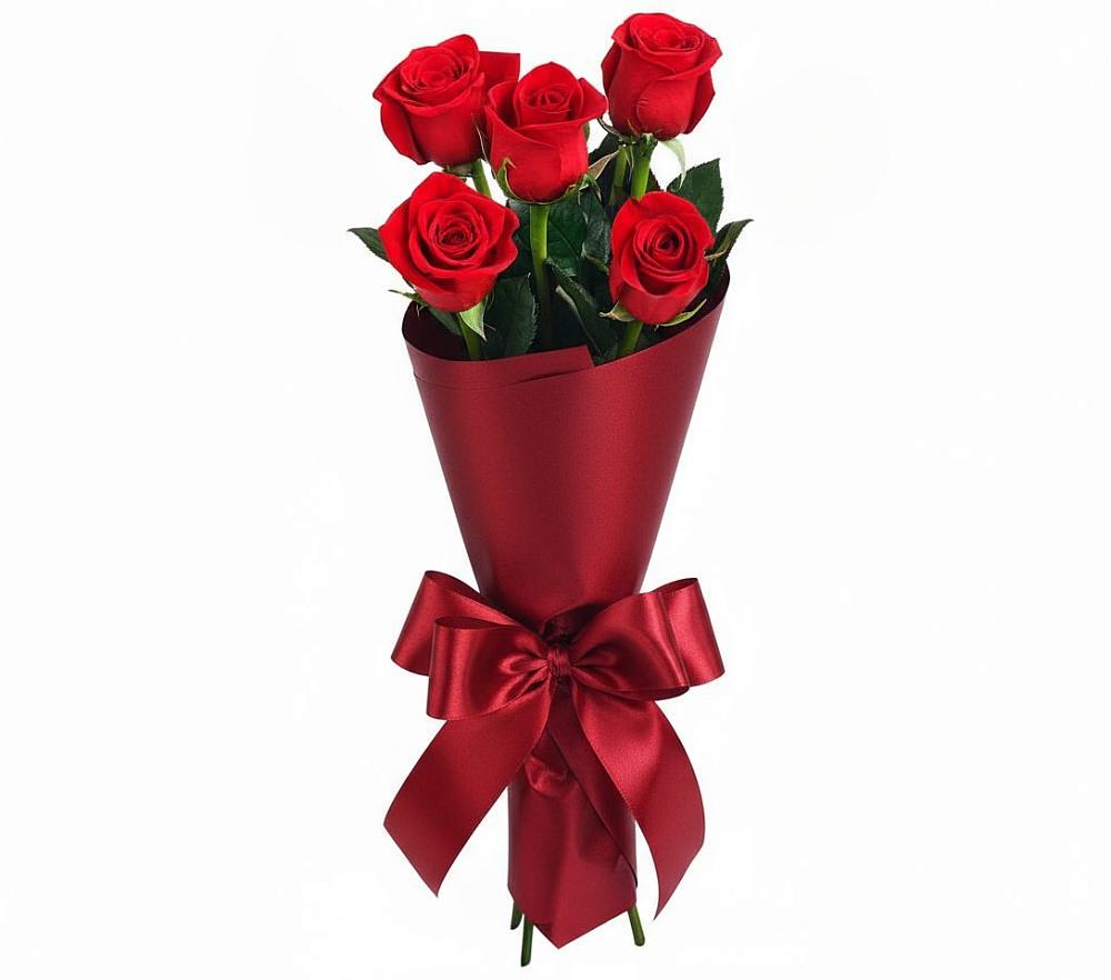 Букет 5 Красных роз Эдлесс Лав в Первомайске