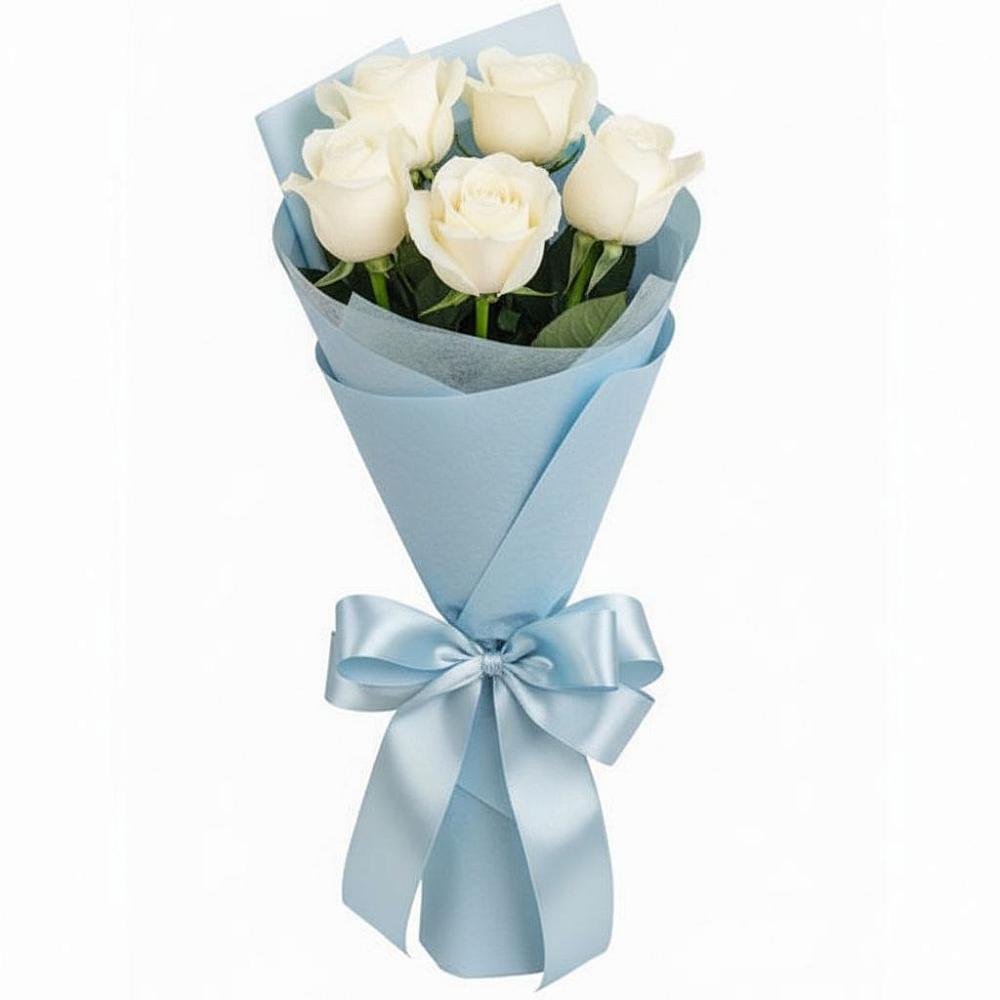 Букет 5 Белых роз Проуд в Первомайске