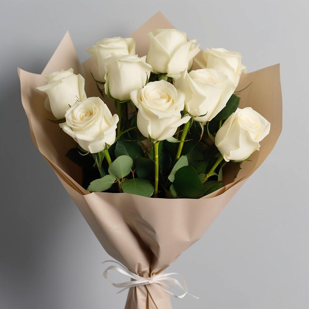 Букет 9 Белых роз Эдлесс Лав в Первомайске