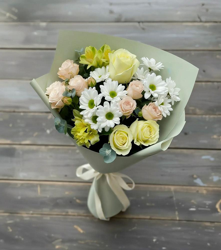 Букет цветов из: Альстромерии, Розы и Хризантемы в Первомайске