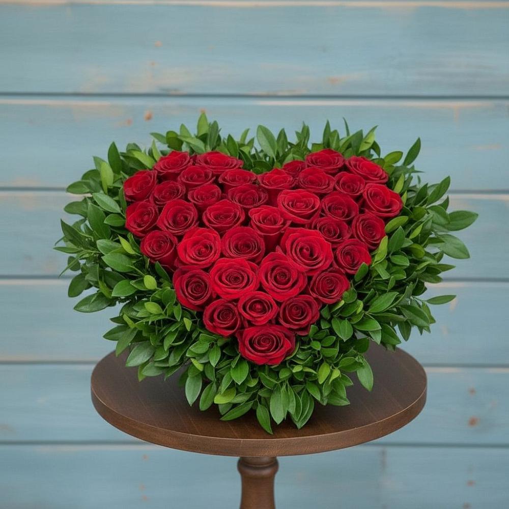 Цветочная композиция из Розы в виде сердца в Первомайске