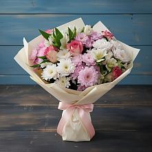 Букет цветов из:  Хризантемы, Альстромерии и Розы #REPLACE_PRED# Первомайске