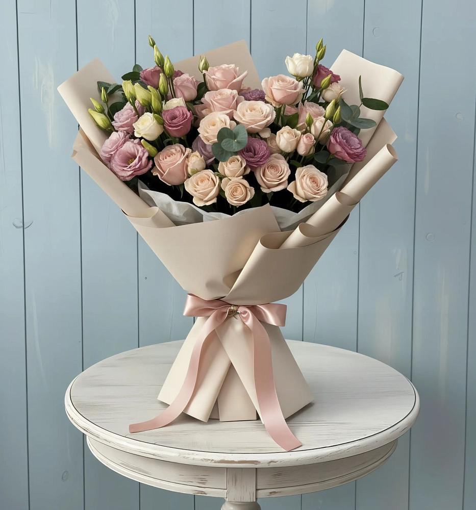 Букет цветов из: Розы и Лизиантусы в Первомайске