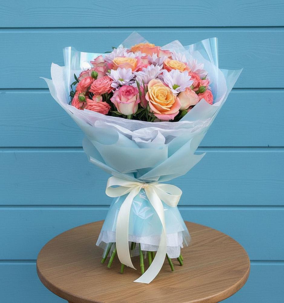 Букет цветов из: Хризантемы и Розы в Первомайске