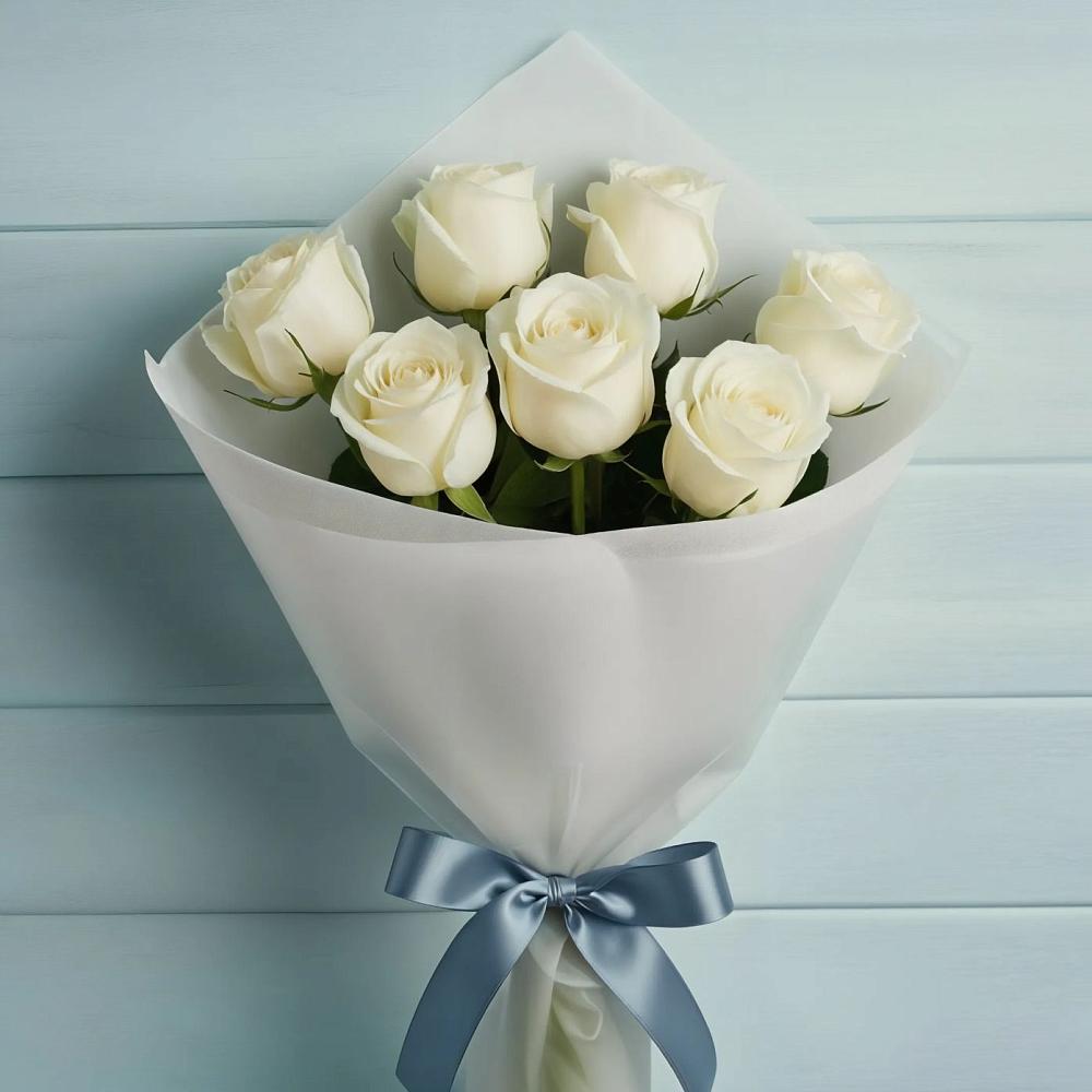 Букет 7 Белых роз Эдлесс Лав в Первомайске